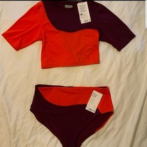 Athleta Colorblock Rashguard Swim Set